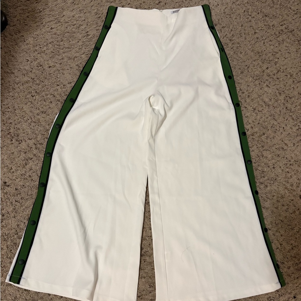 Stylish White Pants with Green Accents